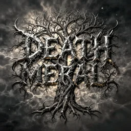 death metal band logo, unreadable text, metal font, looks like a tree silhouette, looks like varicose veins, letters with branches, complex, horizontal