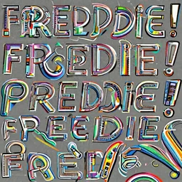 typographic logo for FREDDIE!, retro style, cyberpunk lettering, bright colors, modern graphic design