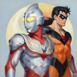 greg manchess portrait painting of armored moon knight mixed with ultraman and nightwing as overwatch character, medium shot, asymmetrical, profile picture, organic painting, sunny day, matte painting, bold shapes, hard edges, street art, trending on artstation, by huang guangjian and gil elvgren and sachin teng