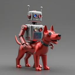 guard ( ( ( ( ( 1 9 5 0 s retro future robot android dog. muted colors. ) ) ) ) ) by jean baptiste monge!!!!!!!!!!!!!!!!!!!!!!!!! chrome red