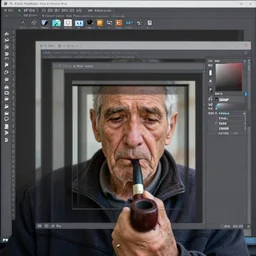 close-up of a sad tired old man with a pipe, XF IQ4, 150MP, 50mm, f/1.4, ISO 200, 1/160s, natural light, Adobe Photoshop, Adobe Lightroom, DxO Photolab, Corel PaintShop Pro, rule of thirds, symmetrical balance, depth layering, polarizing filter, Sense of Depth, AI enhanced