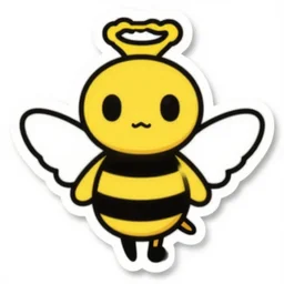 cute miss mascot angel sticker art, cronobreaker, beeple