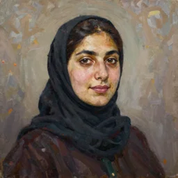 portrait of an iraqi woman ( 3 5 ) from iraq in 2 0 2 1, an oil painting by ross tran and thomas kincade
