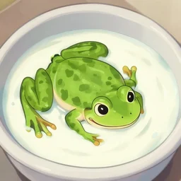 frog drowning in yogurt ( not sus )