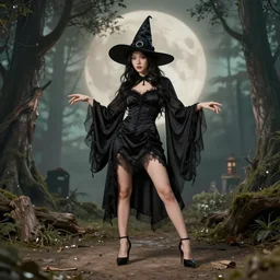 witch standing wearing high heels