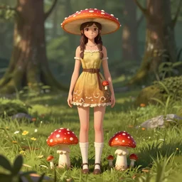 girl in an outfit made of fly agaric, full shot, concept art, natural lighting, illustration, full color, highly detailed, photorealistic, by greg rutkowski, artstation,