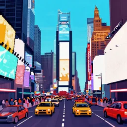times square  pixel art  32 bits