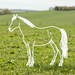 chalk outline of horse in British pastoral green countryside