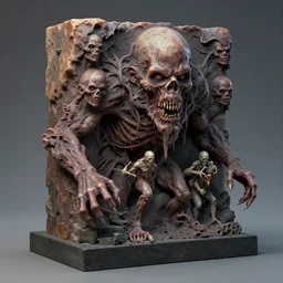 airbrushed terrifying pitted block machine by jack kirby, kelly freas, peter mohrbacher, philippe druillet, fine art masterpiece baked at 3 0 0 f, matte painting, cold lighting, aged with sunlight, award winning horror, photorealistic render, cinematic