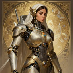 portrait of umm kulthum, robot steampunk, horizon zero dawn machine, intricate, elegant, highly detailed, ray tracing, digital painting, artstation, concept art, smooth, sharp focus, illustration, art by artgerm and greg rutkowski and alphonse mucha, 8 k
