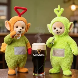 irish teletubbies drinking guinness beer
