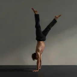 man doing handstand, flowing, minimal brush strokes, abstract world, wind, dramatic light magic lighting, matte colors, digital concept art trending on artstation, 4 k
