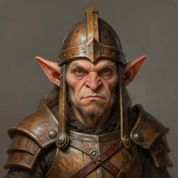 portrait of an goblin with wooden helmet and wooden armor, highly detailed, centered, digital painting, artstation, concept art, donato giancola, Joseph Christian Leyendecker, WLOP, Boris Vallejo, Breathtaking
