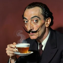 salvador dali portrait of unseen lovecraftian horror having his / her cup of tea, defined neck and face, art by joaquim phoenix in the year 3 0 0 0