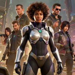 highly detailed portrait of an african american woman in with the exosuitin gta v, stephen bliss, unreal engine, fantasy art by greg rutkowski, loish, rhads, ferdinand knab, makoto shinkai and lois van baarle, ilya kuvshinov, rossdraws, tom bagshaw, global illumination, radiant light, detailed and intricate environment
