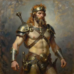 impressionist oil painting of a steampunk zeus, no frame