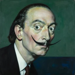 born under a bad sign, good luck and trouble are my only friends, colors white!!, dark green, dark blue, surreal abstract painting by salvador dali