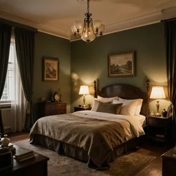 a classy furnished room retro style dim light