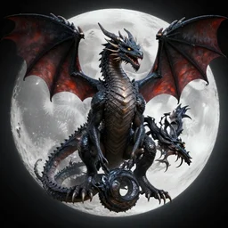 Dragons on Moon highly detailed digital art