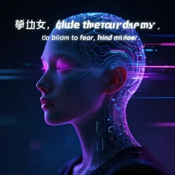 you glide through my head, blind to fear,, cyberwave, neon, cinematic,