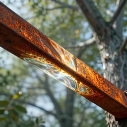 a rust beam of light passing through a clear glass tree, internal refraction, caustics, 6 4 megapixels, 4 k, unreal engine, trending on artstation