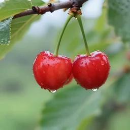 closeup cherries by 司 机, 橡 树 山 雨, 黄 凤 年 啊, ruo xin, rongzhen luo, fenghua zhong, ruan jia. fine details, trending on artstation. nexon, tencent, netease, huaban, wechat, bilibili