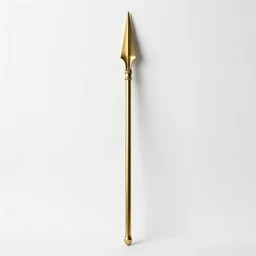 brass spear, studio product photography, isolated on a pure white background, centered, entire object in frame, sharp focus, soft studio lighting
