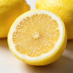 photorealistic lemon cut open to reveal the flesh an orange