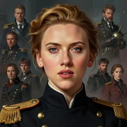 detailed portrait of scarlett johansson as young nadezhda krupskaya, colourised, face portrait, epic, tragic, military art, fantasy, dieselpunk, hd shot, digital portrait, beautiful, artstation, comic style, by artgerm, guy denning, jakub rozalski, magali villeneuve and charlie bowater