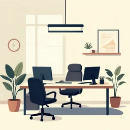 modern office, vintage vector illustration
