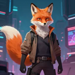 a fox fursona, trending on artstation, by kawacy, furry art, digital art, cyberpunk, high quality