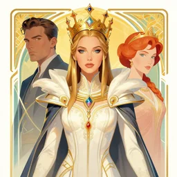 a portrait of marina diamandis as empress queen, art by thomas cooper gotch and patrick nagel and erte, star wars art deco, art nouveau