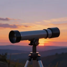 A beautiful sunset seen through a telescope, digital painting, artstationHQ
