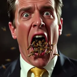 film still of ted cruz with bees coming out of his mouth in candyman 1 9 9 2