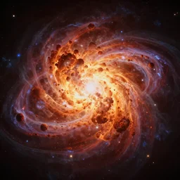 The sinuous expansion of the Universe starting from the hot dense state of matter known as the big bang explosion. Cinematic view, 8K resolution, hyper realistic, bokeh effect, volumetric lighting