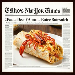 paula deens famous sulfuric acid and scorpions breakfast burrito, a fullpage ad in the new york times