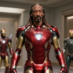 film still of snoop dogg as iron man in new avengers film, 4k
