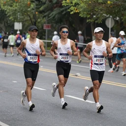 three people running a marathon, 2 0 2 3, logo