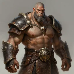 character concept portrait, goliath barbarian in scaly leather, style digital painting, concept art, smooth, sharp focus, illustration, from metal gear, by ruan jia and mandy jurgens and william - adolphe bouguereau, artgerm