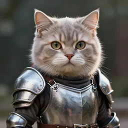Cat Ninja realistic 4k athmospheric ultra HD very fluffy with plate armor