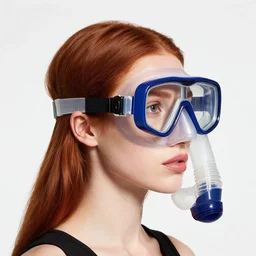 a profile photo of a  red head woman with a diving oxygen mask with side profile blood in ocean intricate details by MARVEL comics and Sandra Chevrier-C