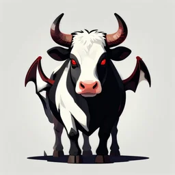 maximalist vector drawing of a demonic cow