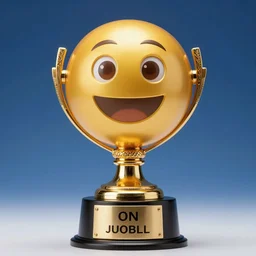 emogi poop trophy, as golden word cup trophy, macro