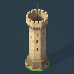 medieval narrow tower, isometric game asset, artstation
