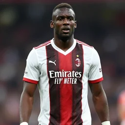 romelu lukaku wearing an ac milan shirt, realistic, hd