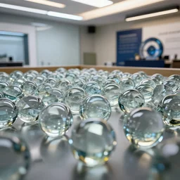 a room full of glass balls, professional photo