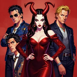 marry christmas from hell signature : baphomet. pop art, pixel, bioshock art style, gta chinatown art style, dynamic proportional, dynamic composition, face features, body features, ultra realistic art, digital painting, concept art, smooth, sharp focus, illustration, intricate, without duplication, elegant, confident posse, art by artgerm and richard hamilton and mimmo rottela, kirokaze and paul robertson