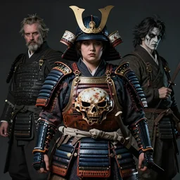 character portrait of a plump rubenesque woman shugoki wearing samurai o - yoroi, mortal shell, scorn game, by h r geiger and beksinski, grim dark, rembrandt, ukiyo - e, cg society, tone mapping, global illumination,