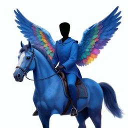 headless horseman without head on top of horse with wings, colorful of blue color concept art, trending on artstation, highly detailed, intricate, sharp focus, digital art, 8 k
