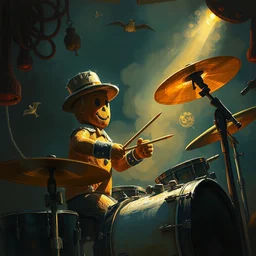 gingerbread man plays the drums, dramatic lighting, intricate concept painting by greg rutkowski